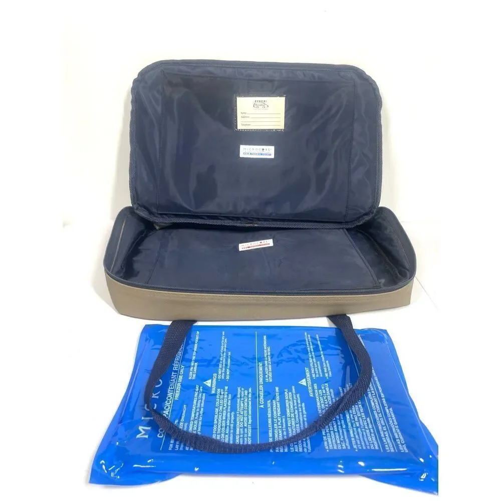 Vintage Pyrex Portables Travel Food Storage Warming Cooling Bag Brown Blue